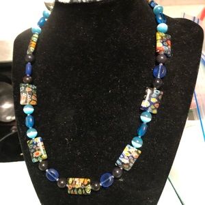 Glass and Stone Necklace Made by Me- 485 $50 or $45 w/offer